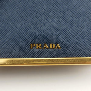 Pre-owned Prada Cahier Celestial Baltico ×Black Saffiano Leather × Smooth Leather shoulderbag | stylenewstar