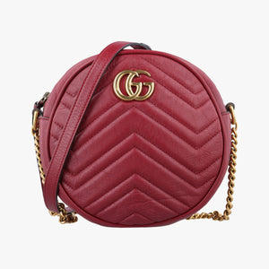 Pre-owned Gucci GG Marmont Red Leather 550154 shoulderbag | stylenewstar
