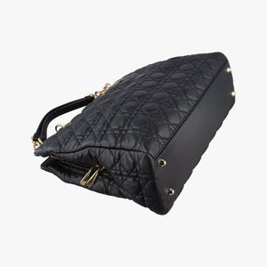 Pre-owned Christian Dior Cannage Dior Soft Shopping Black lambskin shoulderbag | stylenewstar