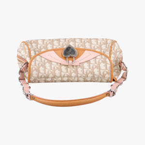 Pre-owned Christian Dior Romantic Heart Trotter Beige x Brown x Pink PVC Coated Canvas x leather handbag | stylenewstar