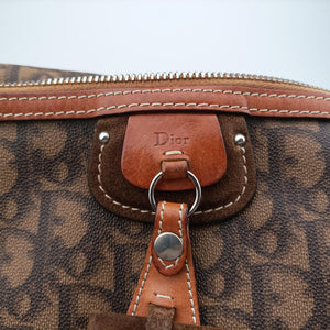 Vintage Christian Dior Trotter Romantique Bow Brown×Multicolour PVC coated canvas×Leather handbag | stylenewstar