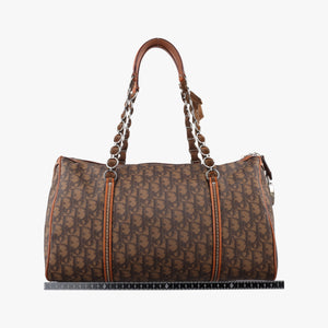 Vintage Christian Dior Trotter Romantique Bow Brown×Multicolour PVC coated canvas×Leather handbag | stylenewstar