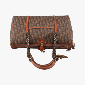 Vintage Christian Dior Trotter Romantique Bow Brown×Multicolour PVC coated canvas×Leather handbag | stylenewstar