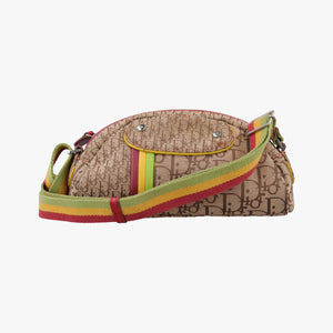 Pre-owned Christian Dior Rasta Trotter beige×Red×Multicolor Jacquard×Leather shoulderbag | stylenewstar
