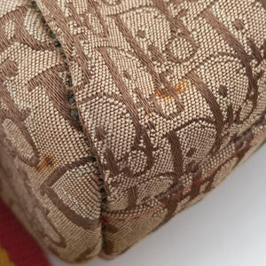Pre-owned Christian Dior Rasta Trotter beige×Red×Multicolor Jacquard×Leather shoulderbag | stylenewstar