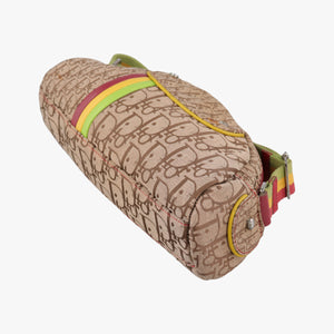 Pre-owned Christian Dior Rasta Trotter beige×Red×Multicolor Jacquard×Leather shoulderbag | stylenewstar