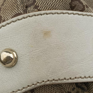 Pre-owned Gucci Pelham Hobo Brown×White canvas×leather 137621 handbag | stylenewstar