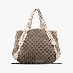 Pre-owned Gucci Pelham Hobo Brown×White canvas×leather 137621 handbag | stylenewstar