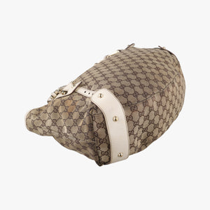 Pre-owned Gucci Pelham Hobo Brown×White canvas×leather 137621 handbag | stylenewstar