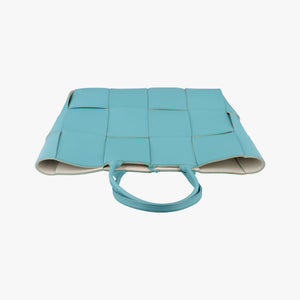 Pre-owned Bottega Veneta THE ARCO Tote Blue lambskin handbag | stylenewstar