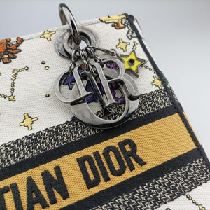 Pre-owned Christian Dior Lady D-Lite Ecru Multicolor Canvas shoulderbag | stylenewstar