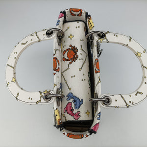 Pre-owned Christian Dior Lady D-Lite Ecru Multicolor Canvas shoulderbag | stylenewstar