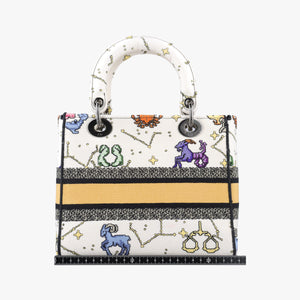 Pre-owned Christian Dior Lady D-Lite Ecru Multicolor Canvas shoulderbag | stylenewstar