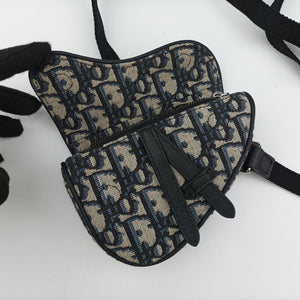 Vintage Christian Dior saddle Navy×Gray Jacquard bum bag/waist bag | stylenewstar