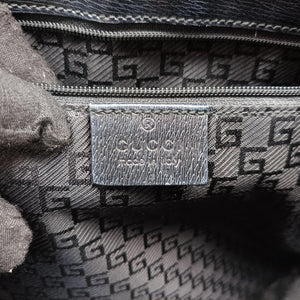 Pre-owned Gucci G logo tote Gray×Navy Leather×Canvas 002.11 shoulderbag | stylenewstar