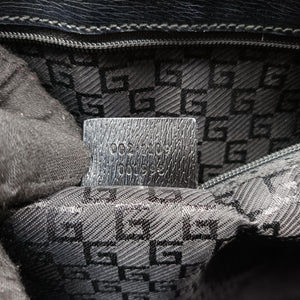 Pre-owned Gucci G logo tote Gray×Navy Leather×Canvas 002.11 shoulderbag | stylenewstar