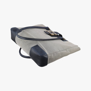 Pre-owned Gucci G logo tote Gray×Navy Leather×Canvas 002.11 shoulderbag | stylenewstar
