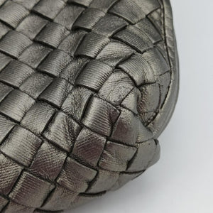 Pre-owned Bottega Veneta NODINI Intrecciato Silver Gray lambskin shoulderbag | stylenewstar