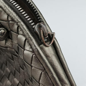 Pre-owned Bottega Veneta NODINI Intrecciato Silver Gray lambskin shoulderbag | stylenewstar