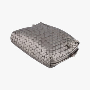 Pre-owned Bottega Veneta NODINI Intrecciato Silver Gray lambskin shoulderbag | stylenewstar