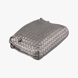 Pre-owned Bottega Veneta NODINI Intrecciato Silver Gray lambskin shoulderbag | stylenewstar