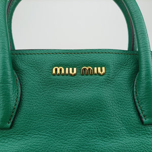 Vintage Miu Miu Vitello Caribu Green Leather RN0620 handbag | stylenewstar
