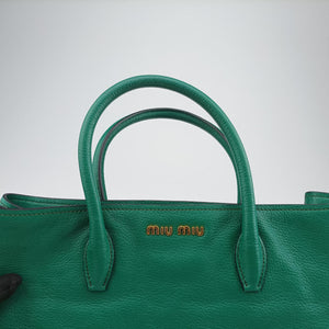 Vintage Miu Miu Vitello Caribu Green Leather RN0620 handbag | stylenewstar