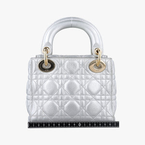 Pre-owned Christian Dior Lady Dior Silver lambskin shoulderbag | stylenewstar