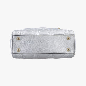 Pre-owned Christian Dior Lady Dior Silver lambskin shoulderbag | stylenewstar