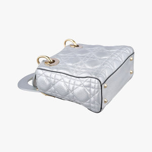 Pre-owned Christian Dior Lady Dior Silver lambskin shoulderbag | stylenewstar