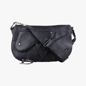 Pre-owned Christian Dior Saddle Black Leather shoulderbag | stylenewstar