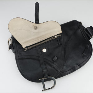 Pre-owned Christian Dior Saddle Black Leather shoulderbag | stylenewstar