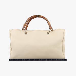 Pre-owned Gucci Bamboo Shopper White Leather 323660 shoulderbag | stylenewstar