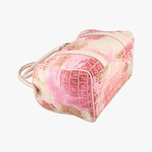 Pre-owned Fendi Zucchino Forever Bauletto Pink×Multicolour canvas×leather 8BL068 handbag | stylenewstar