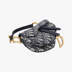 Secondhand Christian Dior Saddle Navy Jacquard handbag | stylenewstar