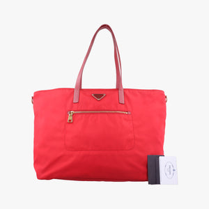 Pre-owned Prada Triangle Logo Red nylon shoulderbag | stylenewstar