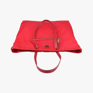 Pre-owned Prada Triangle Logo Red nylon shoulderbag | stylenewstar