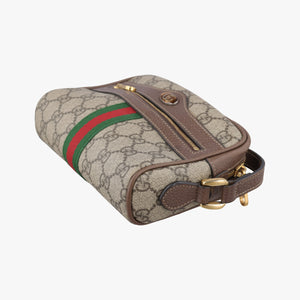 Secondhand Gucci OPHIDIA Brown×red×green PVC coated canvas×leather 517350 shoulderbag | stylenewstar