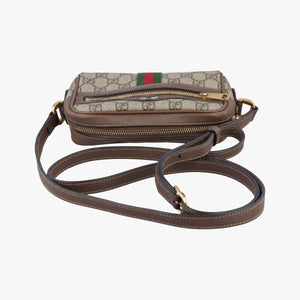 Secondhand Gucci OPHIDIA Brown×red×green PVC coated canvas×leather 517350 shoulderbag | stylenewstar