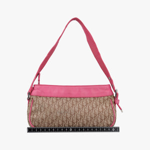 Pre-owned Christian Dior Street Chic Trotter Beige × Rose Red Canvas×Leather handbag | stylenewstar