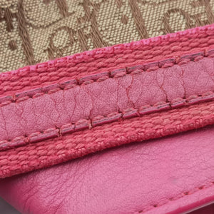 Pre-owned Christian Dior Street Chic Trotter Beige × Rose Red Canvas×Leather handbag | stylenewstar
