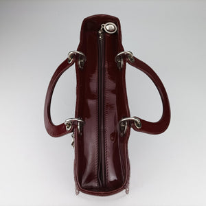 Pre-owned Christian Dior Lady Dior Burgundy patent shoulderbag | stylenewstar