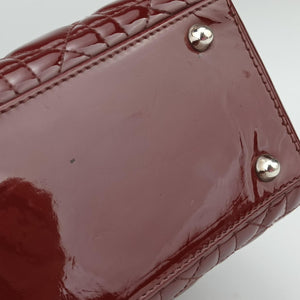 Pre-owned Christian Dior Lady Dior Burgundy patent shoulderbag | stylenewstar