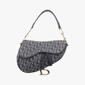 Vintage Christian Dior Saddle Navy×Gray Jacquard handbag | stylenewstar