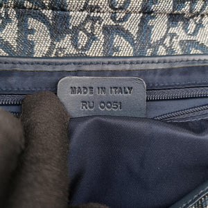 Vintage Christian Dior Saddle Navy×Gray Jacquard handbag | stylenewstar