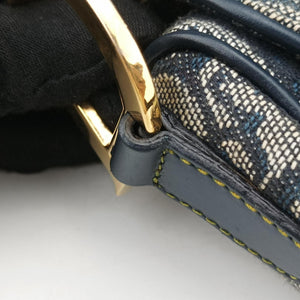 Vintage Christian Dior Saddle Navy×Gray Jacquard handbag | stylenewstar