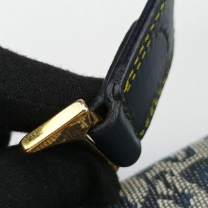 Vintage Christian Dior Saddle Navy×Gray Jacquard handbag | stylenewstar