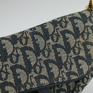 Vintage Christian Dior Saddle Navy×Gray Jacquard handbag | stylenewstar