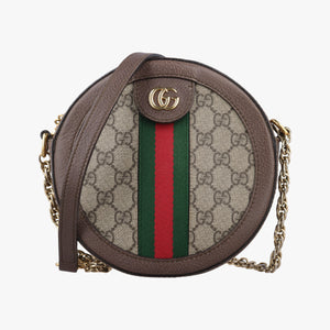 Pre-owned Gucci Ophidia Brown×beige×multi PVC coated canvas×Leather 550618 shoulderbag | stylenewstar