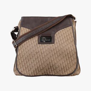 Pre-owned Christian Dior Street Chic Messenger Brown ×Beige Jacquard Canvas×Leather shoulderbag | stylenewstar